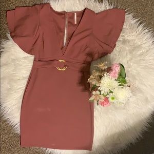 Low V Raspberry Colored Dress